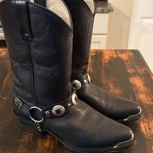 Durango Black Western Boots with Silver Accents
